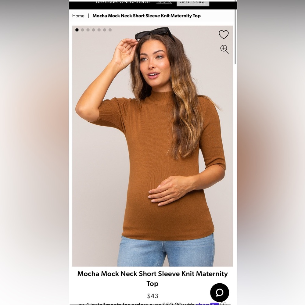 Maternity mock neck short sleeve shirt